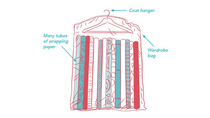 wrapping paper storage hack