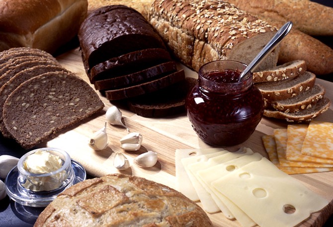 Assortment of rye bread and spread