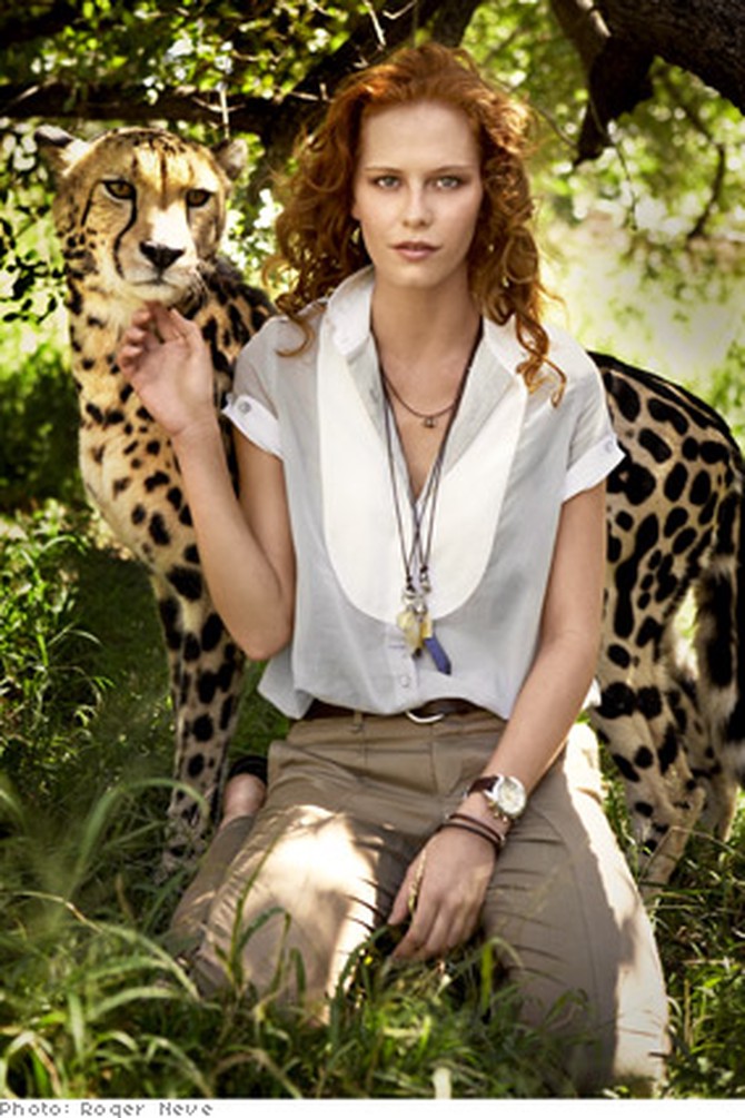 Michelle Jansen in Africa with a cheetah