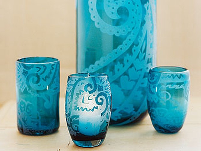 Darjeeling line of recycled blue glassware
