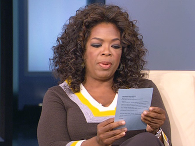Oprah reads her e-mail