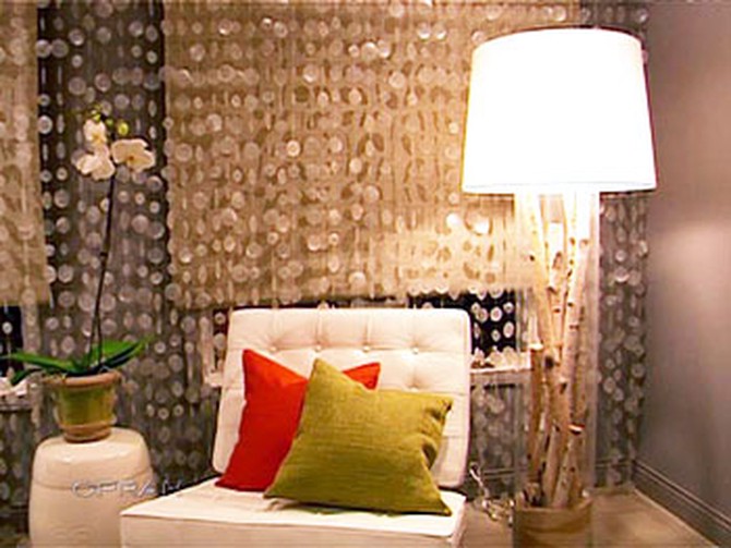 Ty Pennington embellished this Pottery Barn lamp with birch branches.