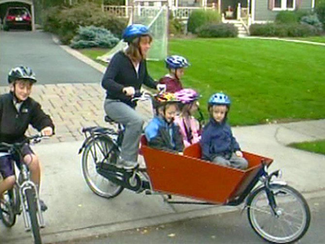 Kristi and her family ride bikes instead of driving.