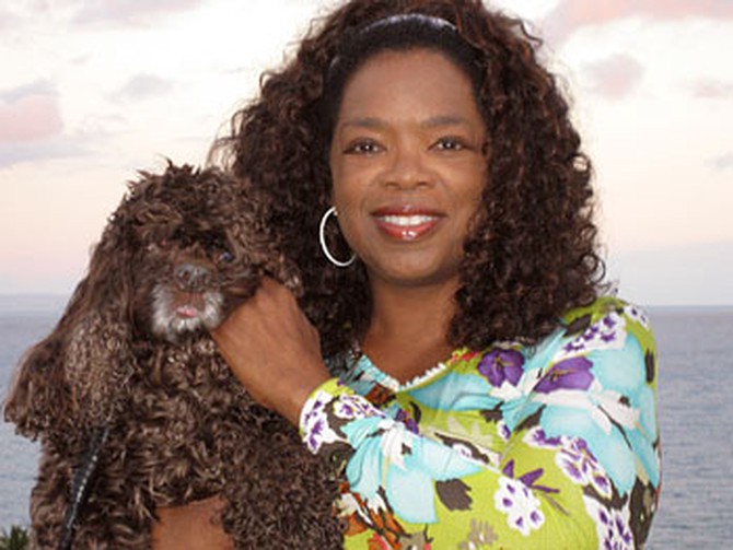 Oprah with her dog, Solomon