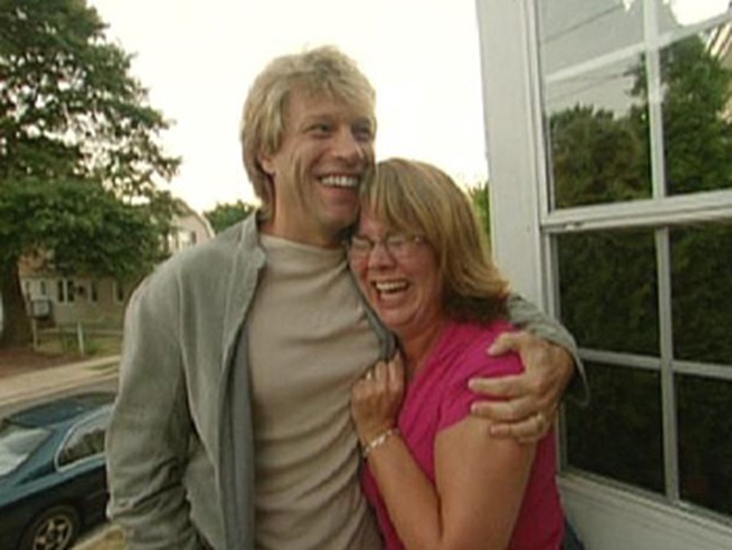 Jon Bon Jovi surprises his biggest fan, Beth Mills.