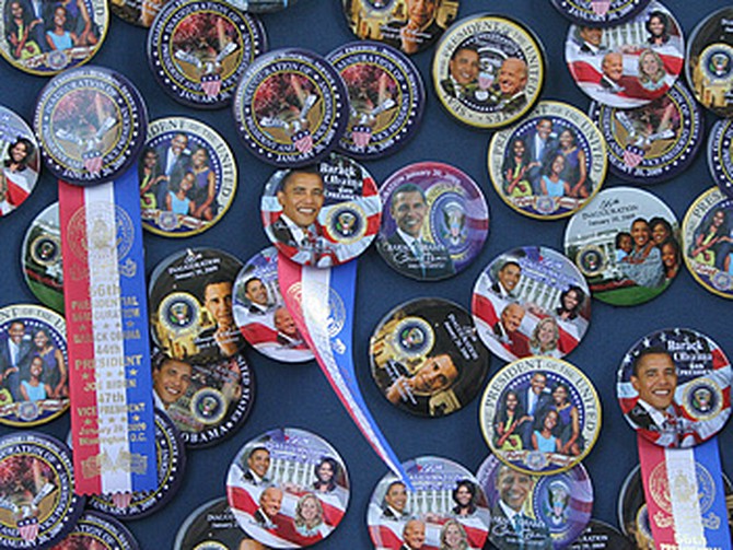 Wall of President Obama buttons