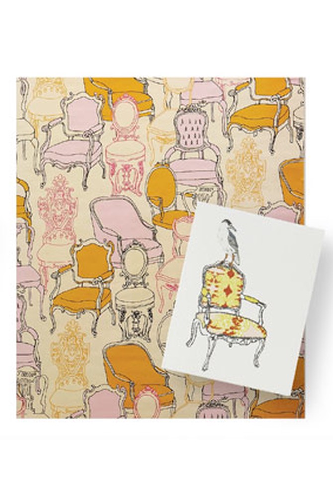 Chairs wrapping paper and card
