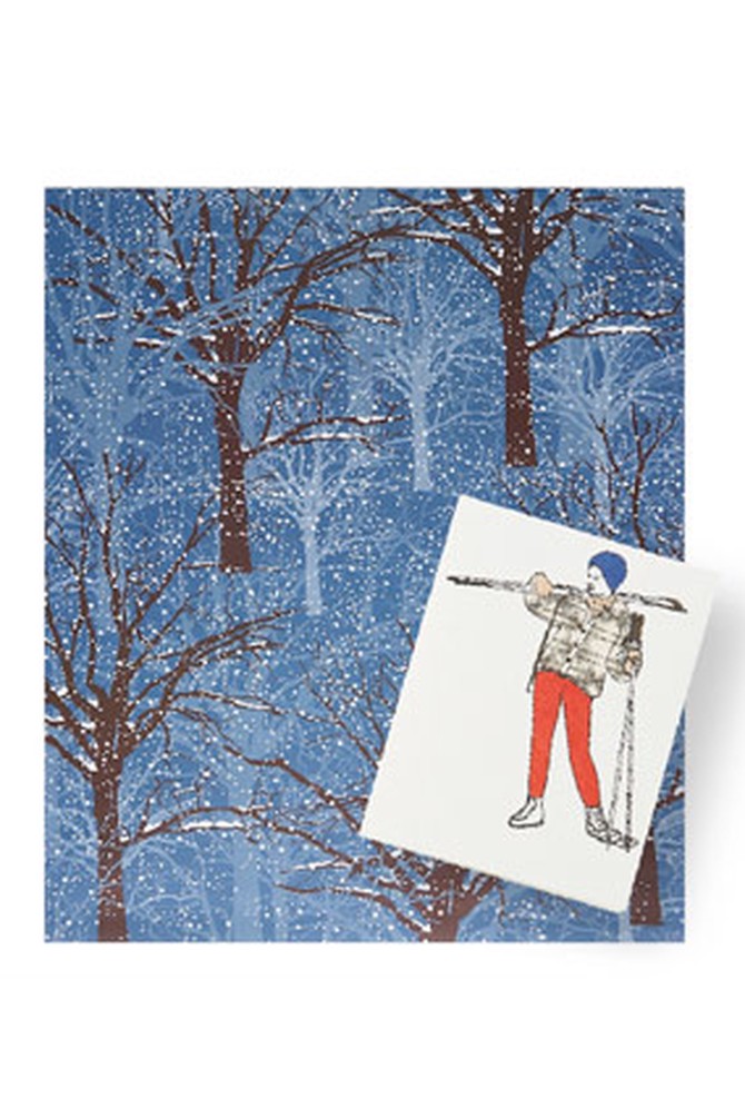 Snow giftwrap and skier card