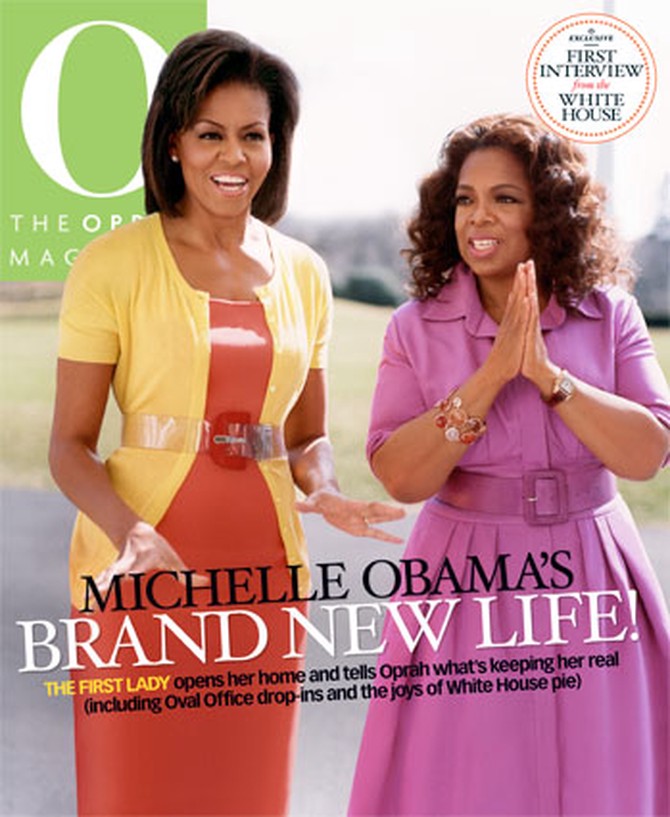 Michelle Obama and Oprah on the O Magazine April 2009 cover