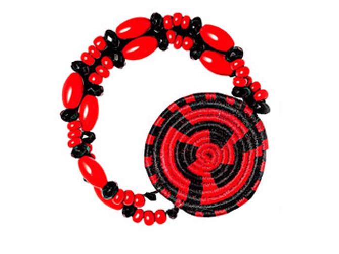 Red and black czech glass o bracelet