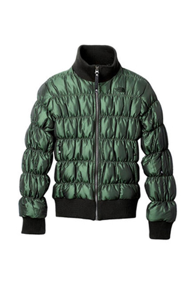 The North Face green puffer jacket
