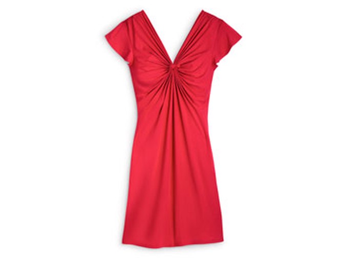short-sleeved red dress