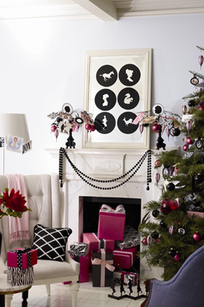 black and pink christmas decorations
