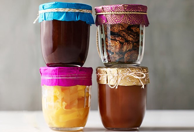 Dessert toppings in ornamental jars
