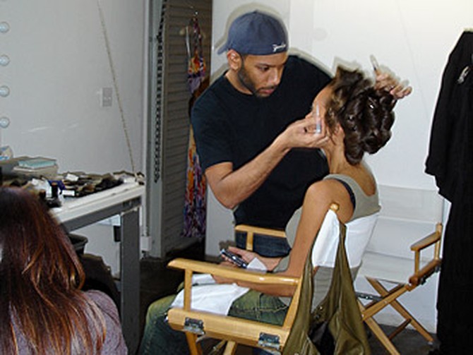 Vanessa Williams get her hair styled.