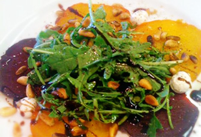 Cristina Ferrare's recipe for Roasted Beet Salad with Goat Cheese and Arugula