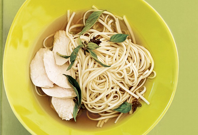 Rori Trovato's Chicken and Udon in Ginger, Thai Basil and Lime Broth recipe