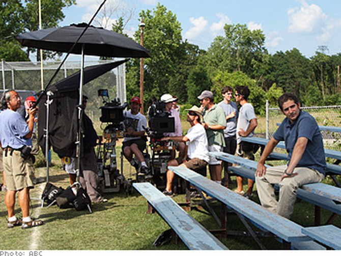 Michael Imperioli waits to shoot a scene.