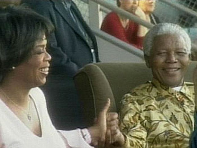 Nelson Mandela at the 46664 concert