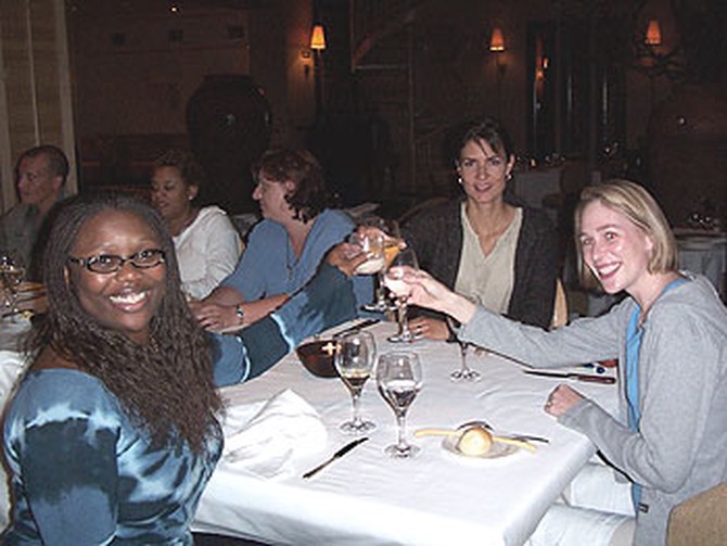 Marina, Tiffany and Carri toast to the trip of a lifetime!
