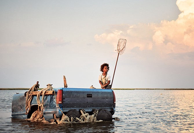 Quvenzhane Wallis in a makeshift boat from Beasts of the Southern Wild
