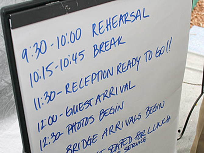 A schedule of the day's events