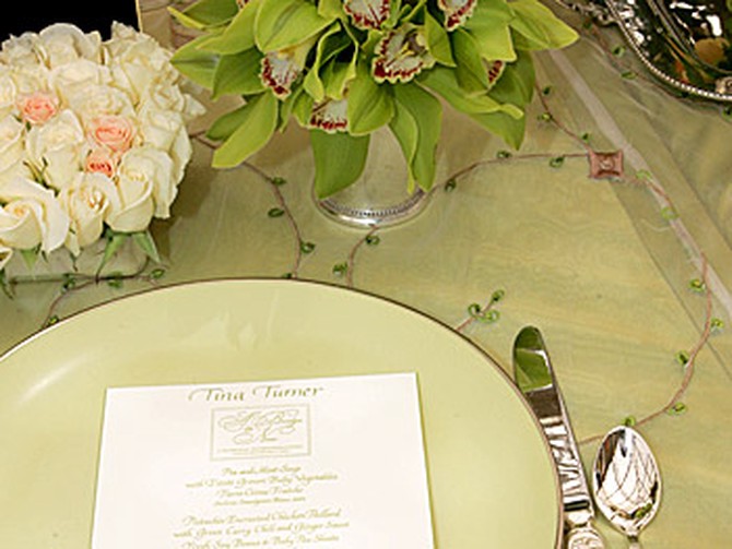 An individual place setting with a hand-crafted menu card