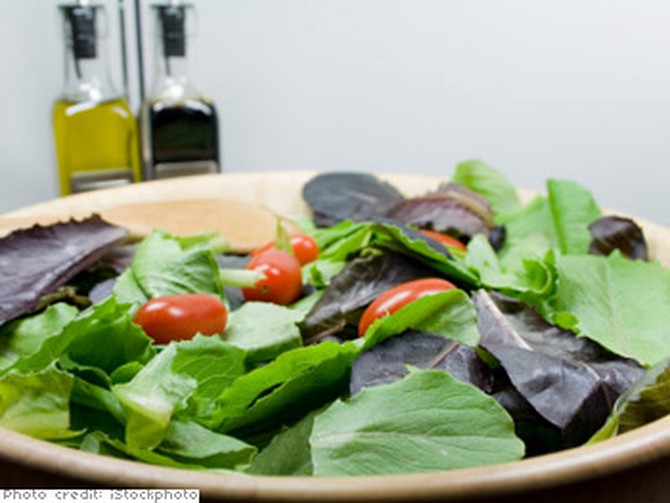 Substitute oil and vinegar for salad dressing.