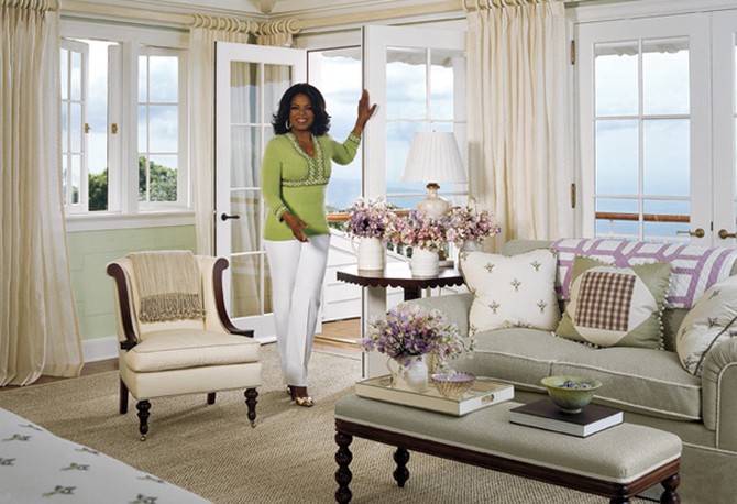 Enjoying the view from Oprah's bedroom