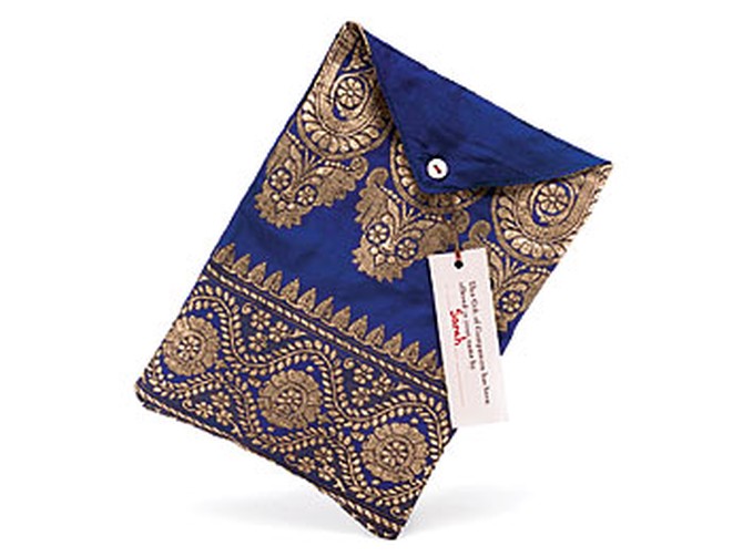 Sari-Fabric Pouch with Donation Cards