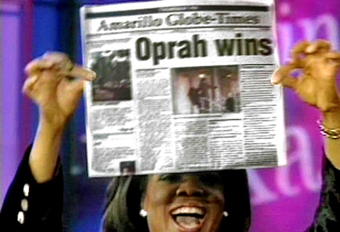 The headline says "Oprah Wins"