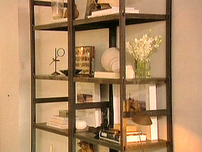Industrial shelves in Nate Berkus's living room