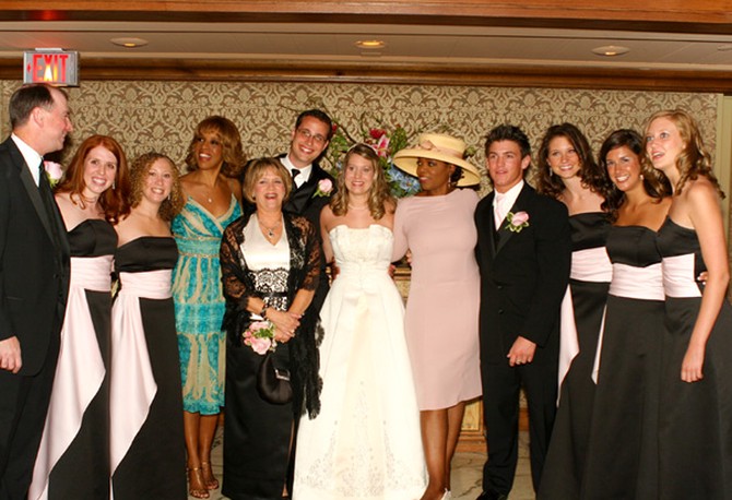 Gayle and Oprah with the wedding party