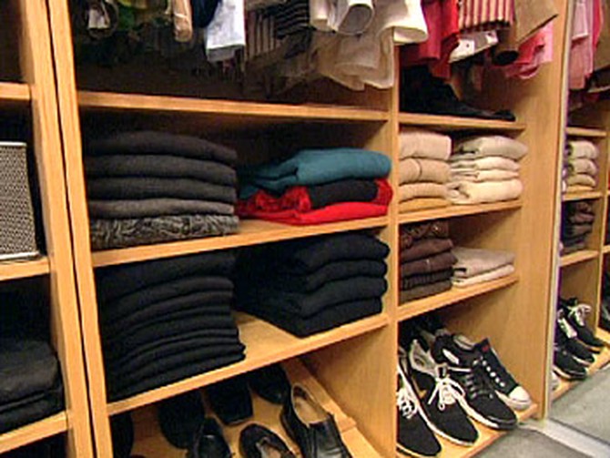 Colin's meticulously organized closet.