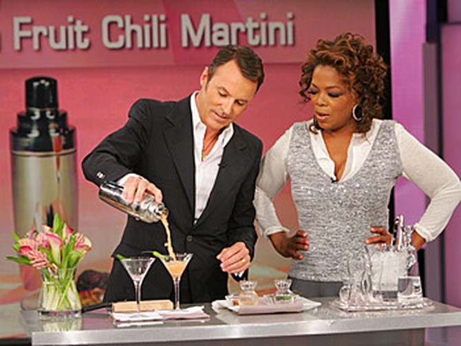 Colin Cowie and Oprah make martinis.