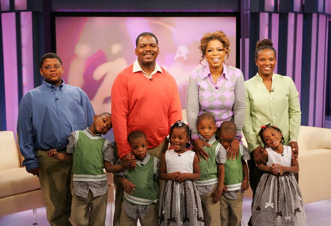 Oprah with Chris, Diamond and their sextuplets