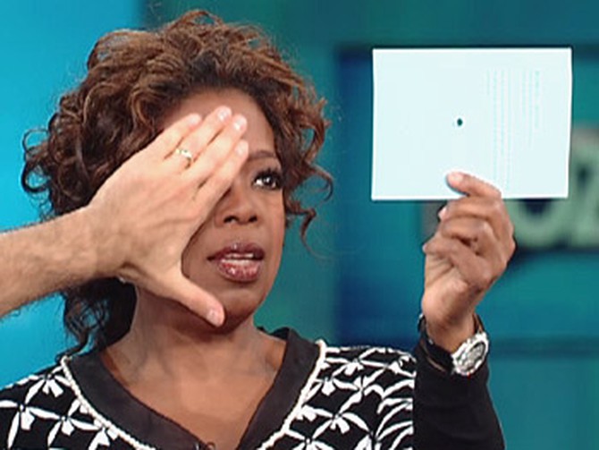 Oprah determines her right eye is dominant.