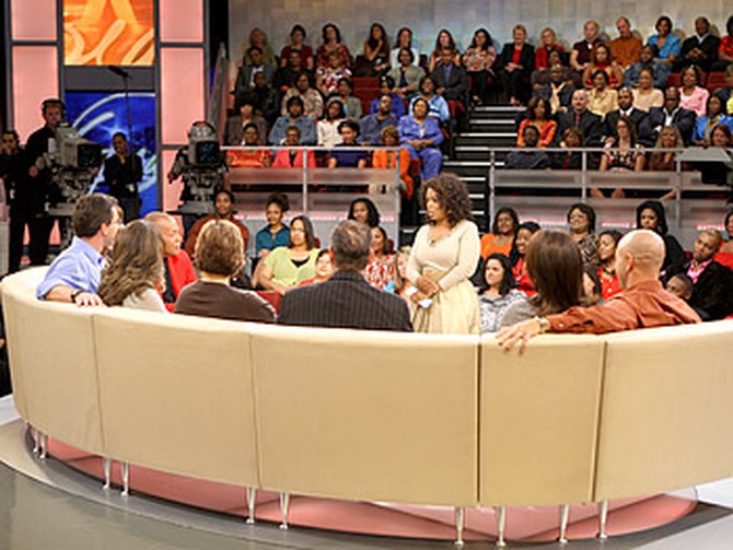 Guests get ready for a taping.