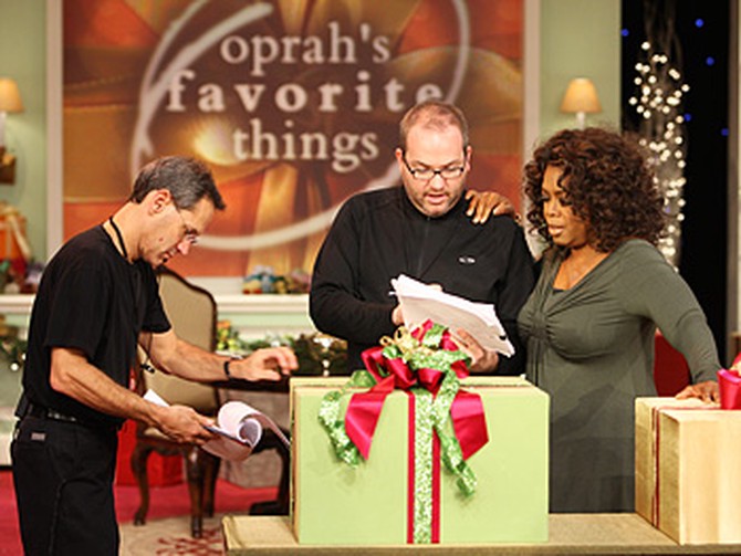 Oprah goes over the show plan.