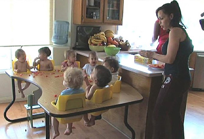 Nadya Suleman at home with octuplets