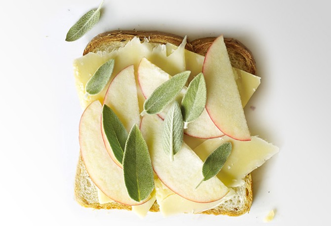 Gruyere, Apple and Sage on Rye Grilled Cheese Sandwich