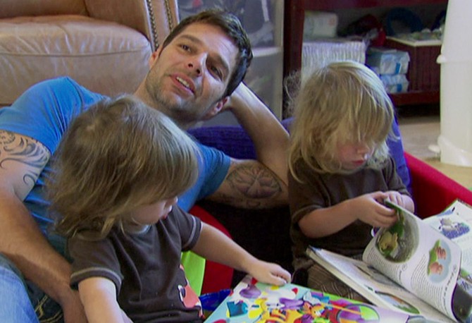 Ricky Martin with twins