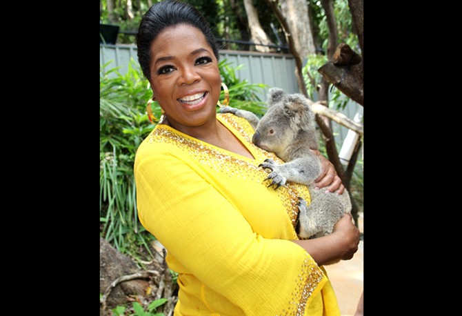 Oprah with Elvis the Koala