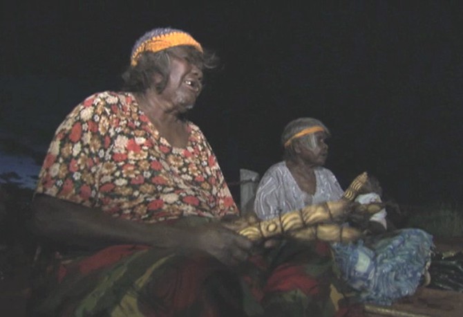 A group of Anangu perform the Inma