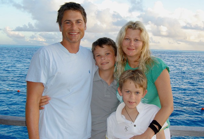 Rob Lowe, his wife Sheryl and their two kids Johnowen and Matthew
