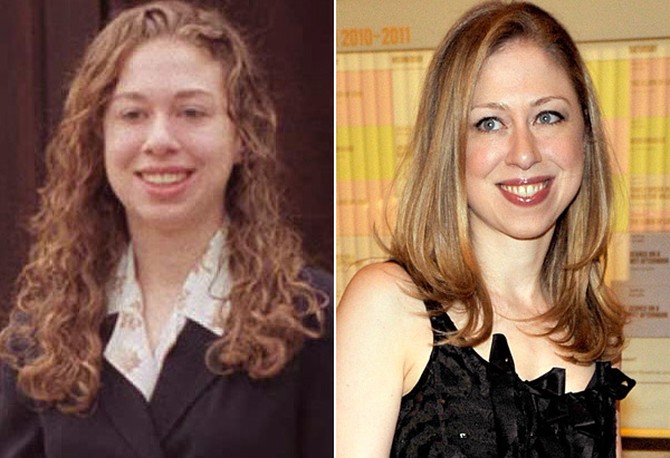 Chelsea Clinton in the 1990s and 2011