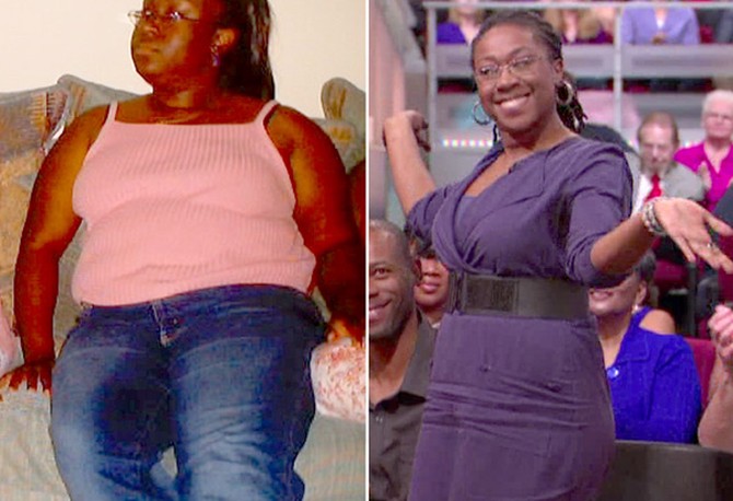Angela before and after losing 114 pounds