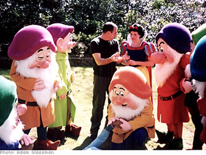Photographer Fiorenzo Borghi with Snow White and the Seven Dwarves