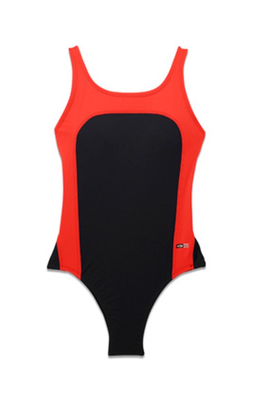 EQSwimwear red and black one-piece swimsuit