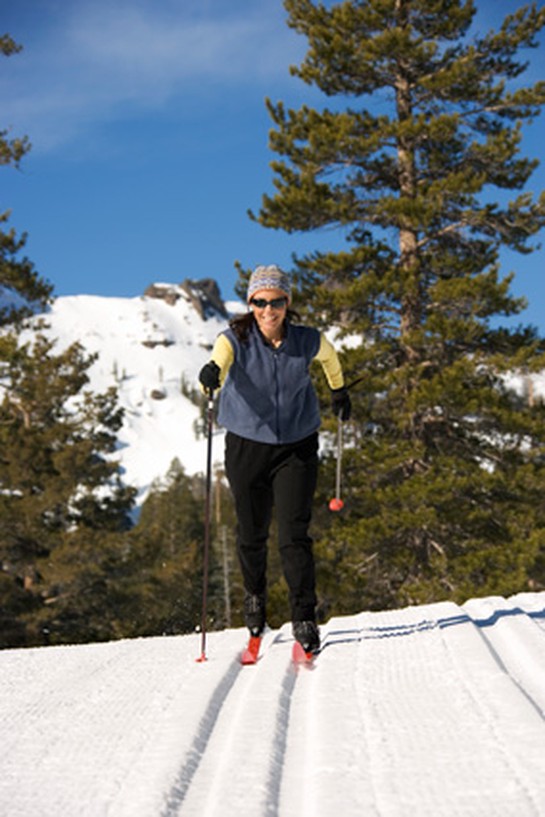 Woman cross-country skiing
